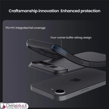 Nillkin Camshield dėklas su kameros apsauga - juodas (Apple Iphone 16e/Iphone 17e) Nillkin Camshield dėklas su kameros apsauga - juodas (Apple Iphone 16e/Iphone 17e)